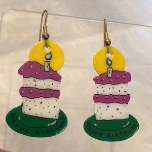 NWOT Make A Wish Happy Birthday Cake pierced earrings